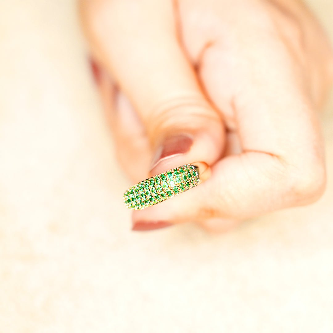 Vibrant Green Eternity Band Ring - Dainty Design
